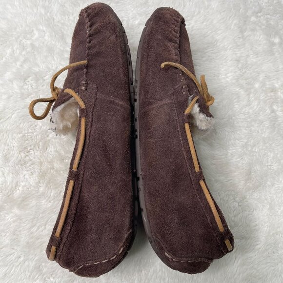 UGG #1003390 Men's Brown Olsen Fur Slippers Slip On Sheepskin Shoes Size 11 - Picture 4 of 16
